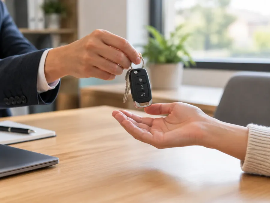 Handing over the keys to a new car